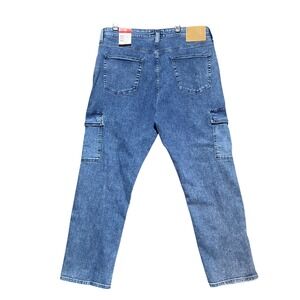 GUESS‎ Jeans Mens 38x32 Mateo Cargo Pants Stretch Medium Wash Denim Blue NWT